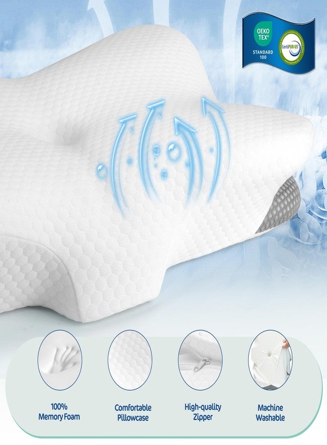 JOYENERGY Ergonomic Cervical Pillow for Neck and Shoulder Pain Relief - Memory Foam Contour Pillow with Dual Heights, Cooling Breathable Pillowcase, Orthopedic Support for Side, Back, Stomach Sleeper - Image 4