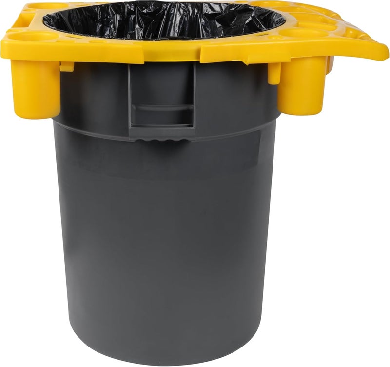 Restaurantware Rim Caddy HeavyDuty Yellow Plastic 44 Gallon Waste Bin Caddy - Image 2
