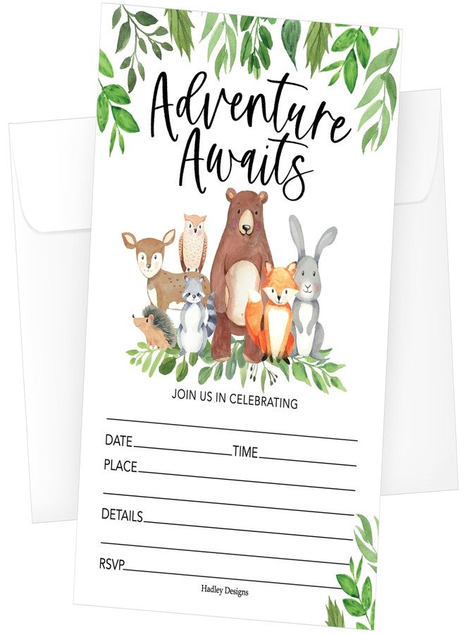 Hadley Designs 15 Woodland Forest Birthday Party Invitations for girls-Kids Birthday Invites - Image 1