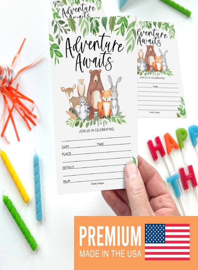 Hadley Designs 15 Woodland Forest Birthday Party Invitations for girls-Kids Birthday Invites - Image 3