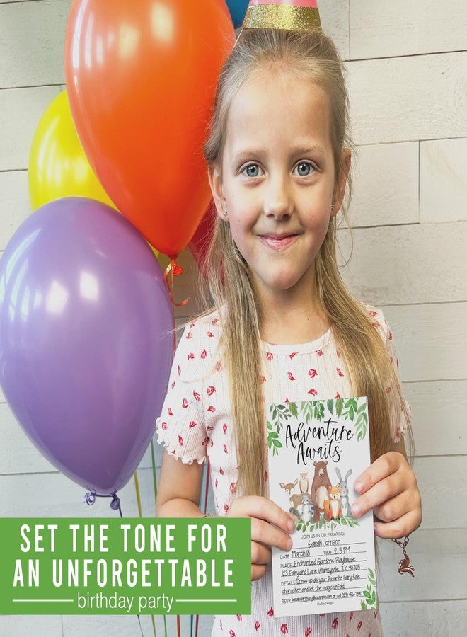 Hadley Designs 15 Woodland Forest Birthday Party Invitations for girls-Kids Birthday Invites - Image 2