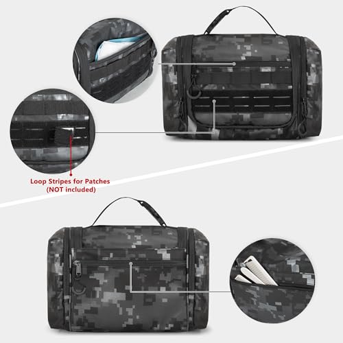 Prokva Hanging Toiletry Bag for Men, Tactical Dopp Kit Toiletry Travel Bag, Large Hygiene Organizer Shower Bag for Camping Outdoor, Black Digital - Image 5