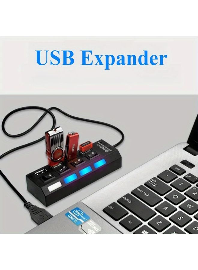 7 منفذ USB Hub موسع أسود USB 2.0 موزع لـ MacBook PC الكمبيوتر المحمول اللوحي - Image 2