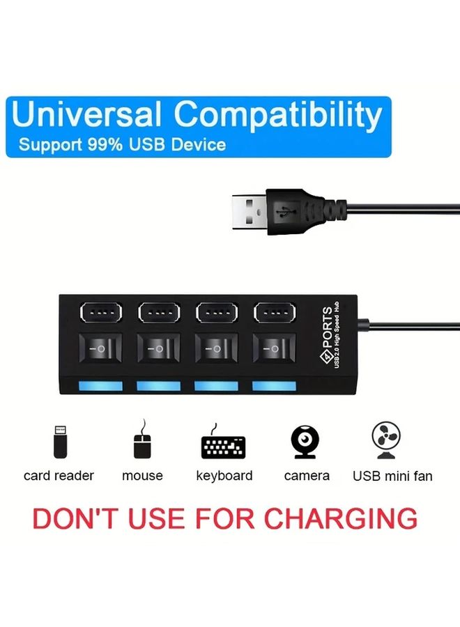 7 منفذ USB Hub موسع أسود USB 2.0 موزع لـ MacBook PC الكمبيوتر المحمول اللوحي - Image 1
