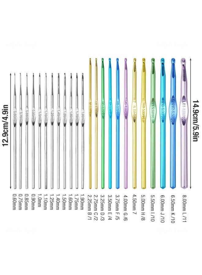 Tomorotec Gulfdealz Multi-Color Metallic Crochet Hooks Set Art Aluminum Knitting Needles For Yarn Craft Set With Stylish Storage Bag Stitch Markers And Big Eye Needles 12 Pieces - Multicolored - Image 3