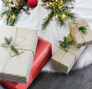 OLYPHAN Mini Tree Skirt Small Christmas Tree Skirt White Snow Luxury Faux Fur - 12 inch Miniature Round Skirts for - Image 1