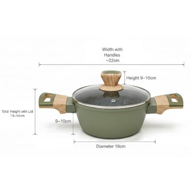 Premium 18cm Ceramic Granite Non-Stick Casserole with Lid Durable Scratch-Resistant Pot, Perfect for Family Cooking and Kitchen Use - Image 5