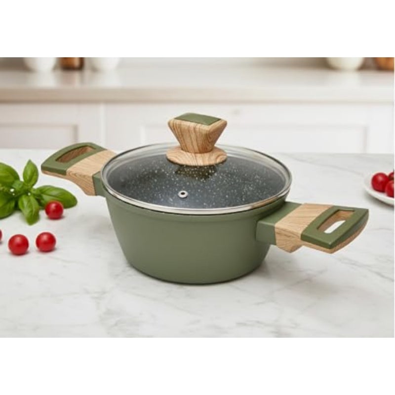 Premium 18cm Ceramic Granite Non-Stick Casserole with Lid Durable Scratch-Resistant Pot, Perfect for Family Cooking and Kitchen Use - Image 3