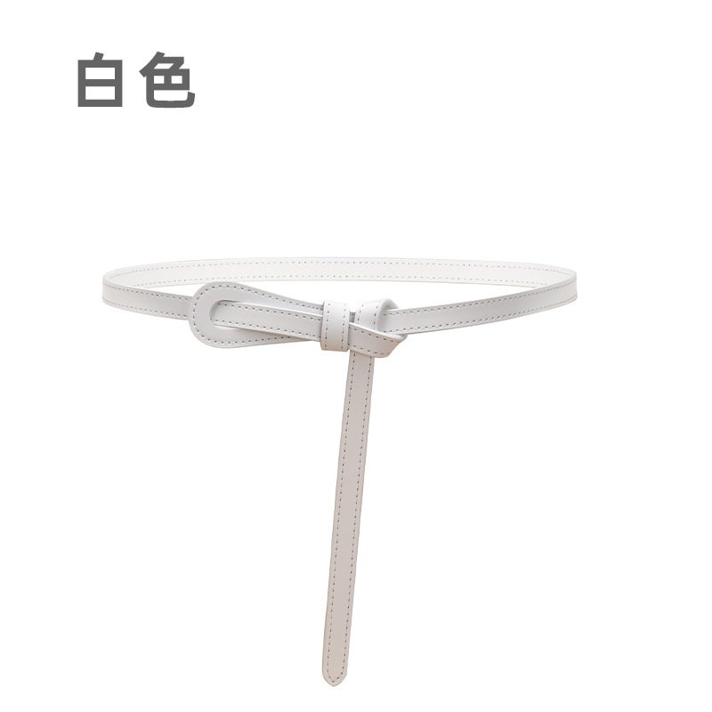 New Womens Leather Skinny Belt for Dresses 15020-light khaki  - Image 5