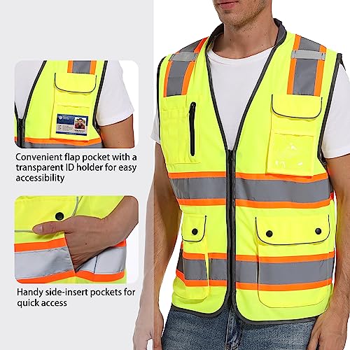 ArcRidge Reflective Safety Vest for Men and Women - High Visibility Construction Vest - Dual Tone Reflective Strips (Yellow, 4X-Large) - Image 2