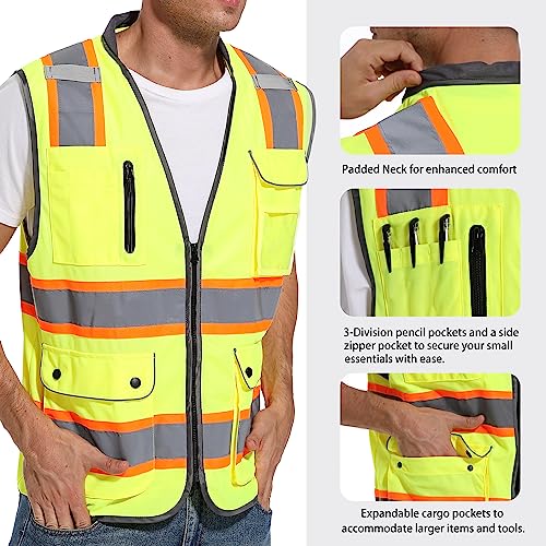 ArcRidge Reflective Safety Vest for Men and Women - High Visibility Construction Vest - Dual Tone Reflective Strips (Yellow, 4X-Large) - Image 3