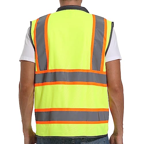 ArcRidge Reflective Safety Vest for Men and Women - High Visibility Construction Vest - Dual Tone Reflective Strips (Yellow, 4X-Large) - Image 4