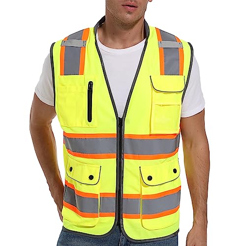ArcRidge Reflective Safety Vest for Men and Women - High Visibility Construction Vest - Dual Tone Reflective Strips (Yellow, 4X-Large) - Image 1
