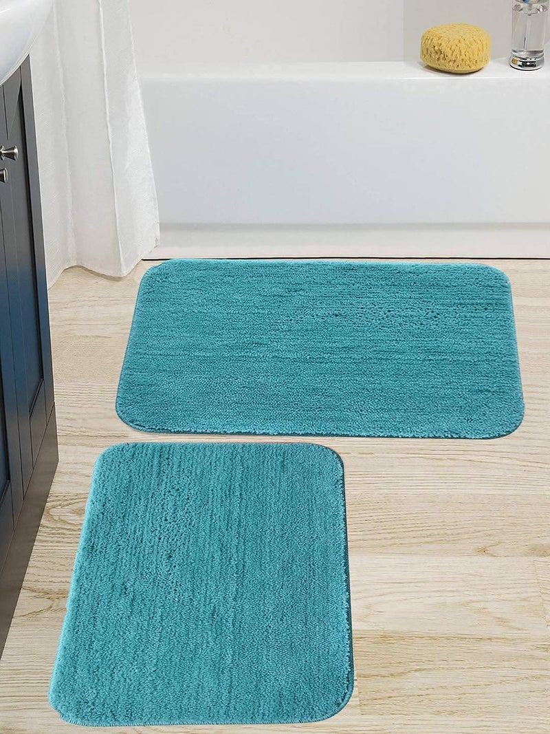 MODERN FAB Modern 2 Piece mats with Anti Skid Rubber BackingColour Aqua,Size(40 x 60 cm) Set of 2 Piece - Image 4
