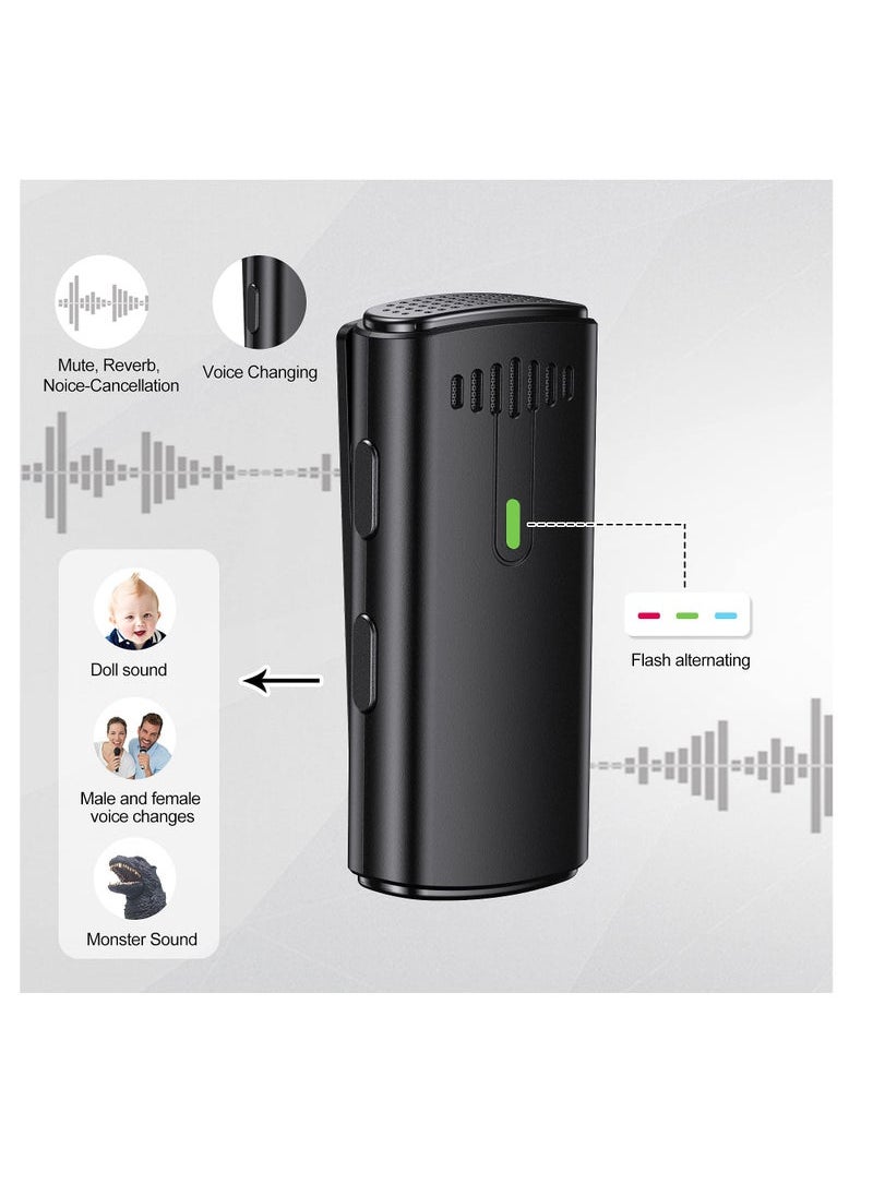 Lavalier Microphone, Mini Microphone with Noise Cancellation Voice Changing, Lavalier Microphone with Charging Case for iPhone, 8H Battery Life, Black