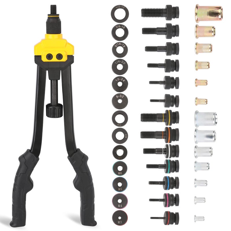 أداة تثبيت البراغي HURRICANE 16 مع 13 رأس قياسي و SAE و 130 قطعة من البراغي الملولبة أداة تثبيت البراغي اليدوية مع صندوق بلاستيكي متين