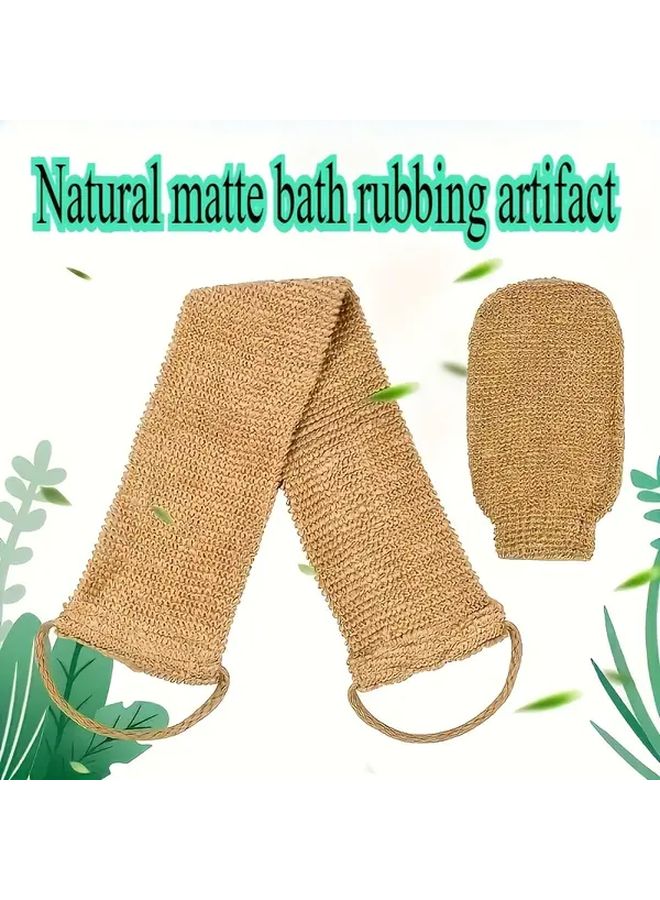 2pcs Natural Velvet Exfoliating Back Scrubber And Bath Gloves As Shown Color - Image 2