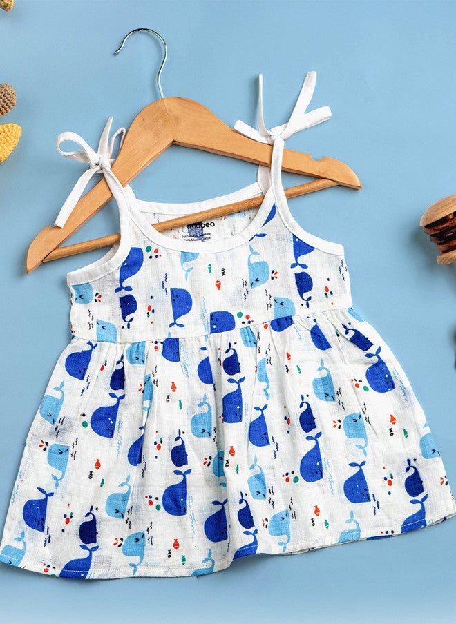 Kidbea فستان كيدبيا للبنات بدون أكمام من القطن العضوي بطبعة حوت - Image 2