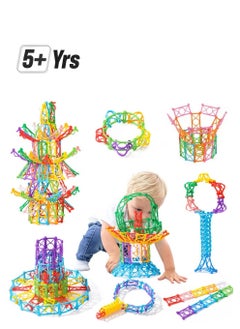 RAINBOW TOYFROG Snapntwist Building Blocks 270 Piece Set Of Flexible Interlocking Math Manipulatives Open Ended Stem Toys For 5 To 12 Year Old Boys & Girls Indoor Recess Games For Classroom  - Image 1