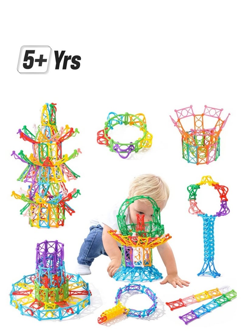 RAINBOW TOYFROG - Snapntwist Building Blocks 270 Piece Set Of Flexible Interlocking Math Manipulatives Open Ended Stem Toys For 5 To 12 Year Old Boys & Girls Indoor Recess Games For Classroom - Image 1
