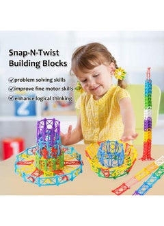 RAINBOW TOYFROG Snapntwist Building Blocks 270 Piece Set Of Flexible Interlocking Math Manipulatives Open Ended Stem Toys For 5 To 12 Year Old Boys & Girls Indoor Recess Games For Classroom  - Image 4