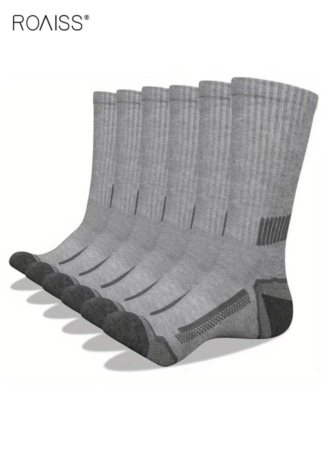 رويس 3 أزواج من جوارب منتصف الساق للرجال، مقاس كبير، مزيج من البوليستر والقطن، جوارب رياضية لجميع المواسم، جوارب مخططة لكرة القدم، ماصة للرطوبة ومضادة للاحتكاك، لون أبيض