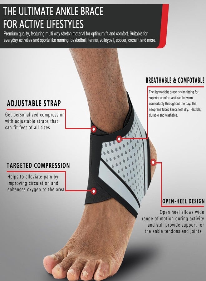 BingboPro Ankle Brace for Men and Women(1 Pair),Adjustable Ankle Support Compression Sleeve, Breathable Foot Brace Sleeve for Sprain, Arthritis, Plantar Fasciitis, Achilles tendon,Pain Relief, Running - Image 2