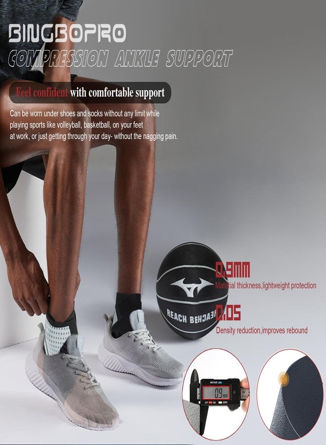 BingboPro Ankle Brace for Men and Women(1 Pair),Adjustable Ankle Support Compression Sleeve, Breathable Foot Brace Sleeve for Sprain, Arthritis, Plantar Fasciitis, Achilles tendon,Pain Relief, Running - Image 3