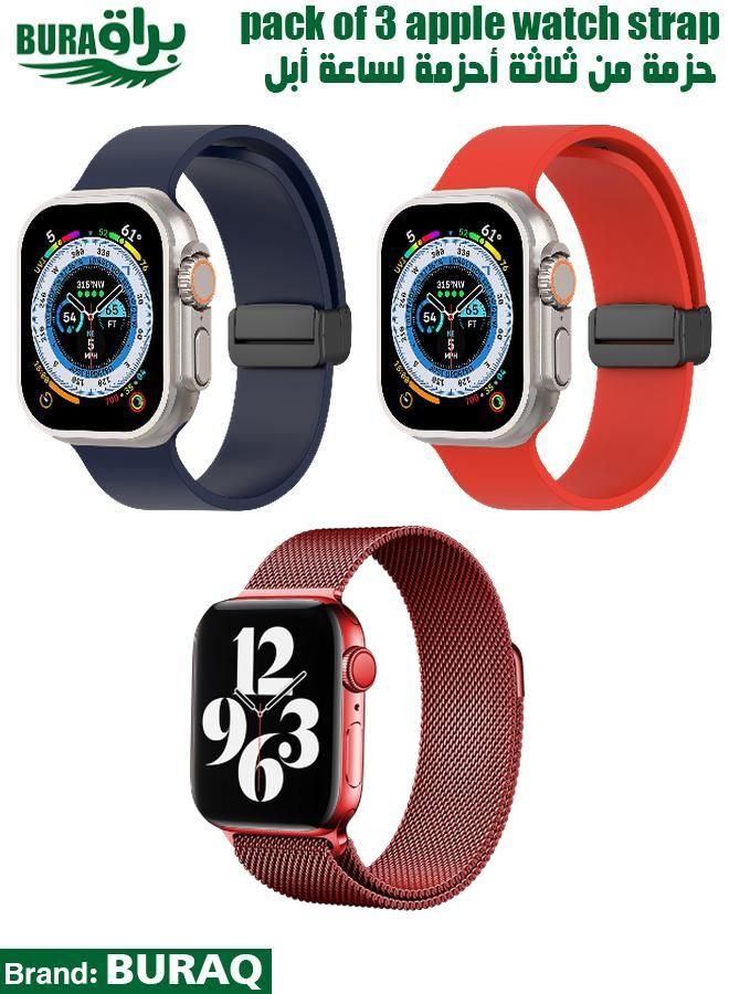BURAQ Apple Watch Band Strap For Apple Watch Ultra 2/Ultra 49mm, Series 10 46mm, 9/8/7 45mm, SE2/SE/6/5/4 44mm, 3/2/1 42mm