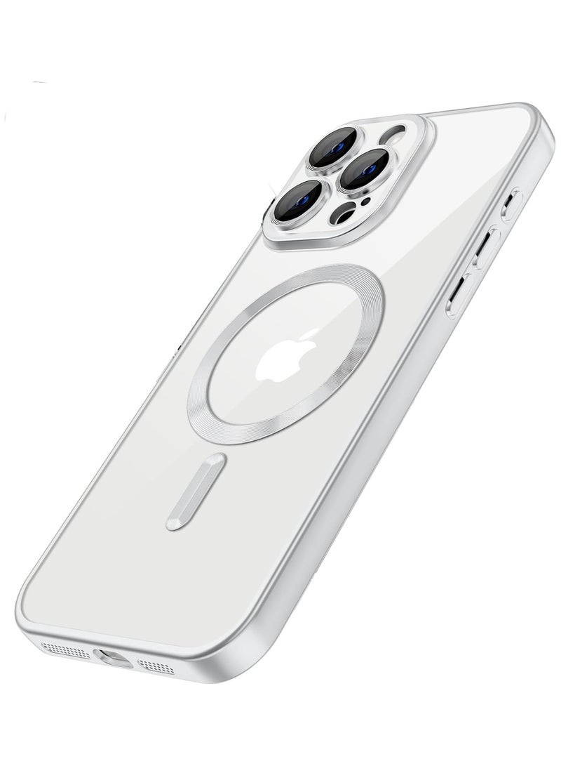 غطاء شفاف مغناطيسي لهاتف iPhone 15 Pro Max مع واقٍ للعدسة | متوافق مع MagSafe – غطاء نحيف من TPU بحواف مطلية – تصميم ناعم ووقائي - Image 2