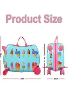 Beauenty Kids Ride On Suitcase, 2 In 1 Kid Luggage Organizer, Waterproof Carry On Travel Bag, Kids Luggage With Spinner Wheels and Shoulder Strap, for Kids Toddlers (Ice Cream Pattern)  - Image 2
