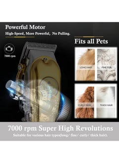 YUCCA yucca Dog Grooming Clippers for Thick Heavy Coats, Cordless Animal Clippers Professional, Rechargeable Low Noise Clippers Pet, Thick Fur Clippers with 7000 RPM Powerful Motor  - Image 4