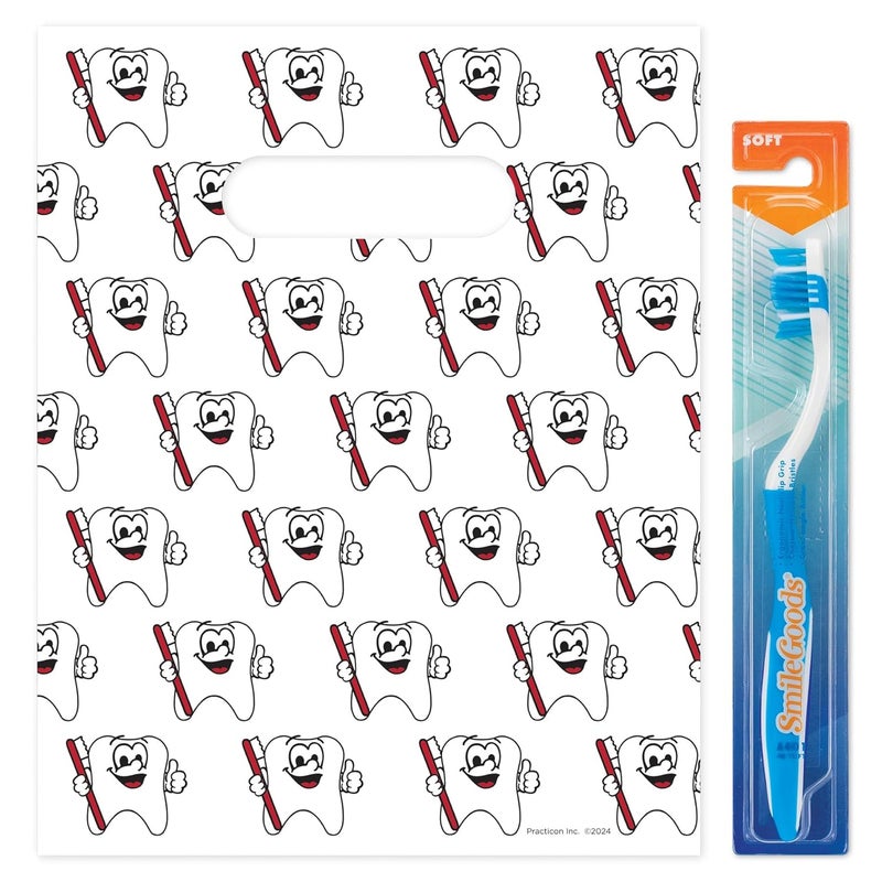 Practicon Tootie Tooth Scatter Print Dental Giveaway Bags, 8" x 10", 100 Pack - Image 3