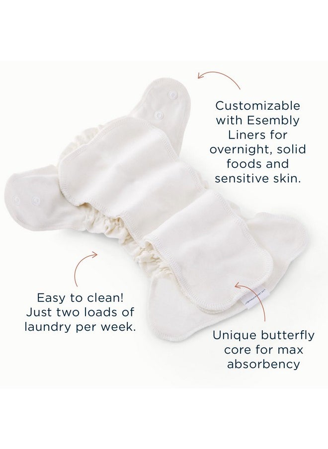 Esembly Esembly Cloth Diaper Inner, Trim-Fitting, Certified Organic Cotton, Reusable and Absorbent Leak-Proof Inserts with Snap Closure for Eco-Friendly Diapering, 3-Pack, Size 2 (18-35lbs)  - Image 3
