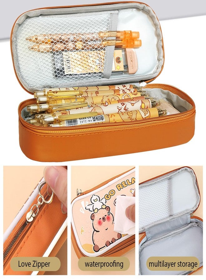 Daphilly Cute Kawaii Capybara School Supplies,Capybara Mechanical Pencil Set Birthday Gifts,Includes Mechanical Pencils,Lead Refills,Erasers,Capybara Stickers,Pencil Holder,for Office School Supplies - Image 3