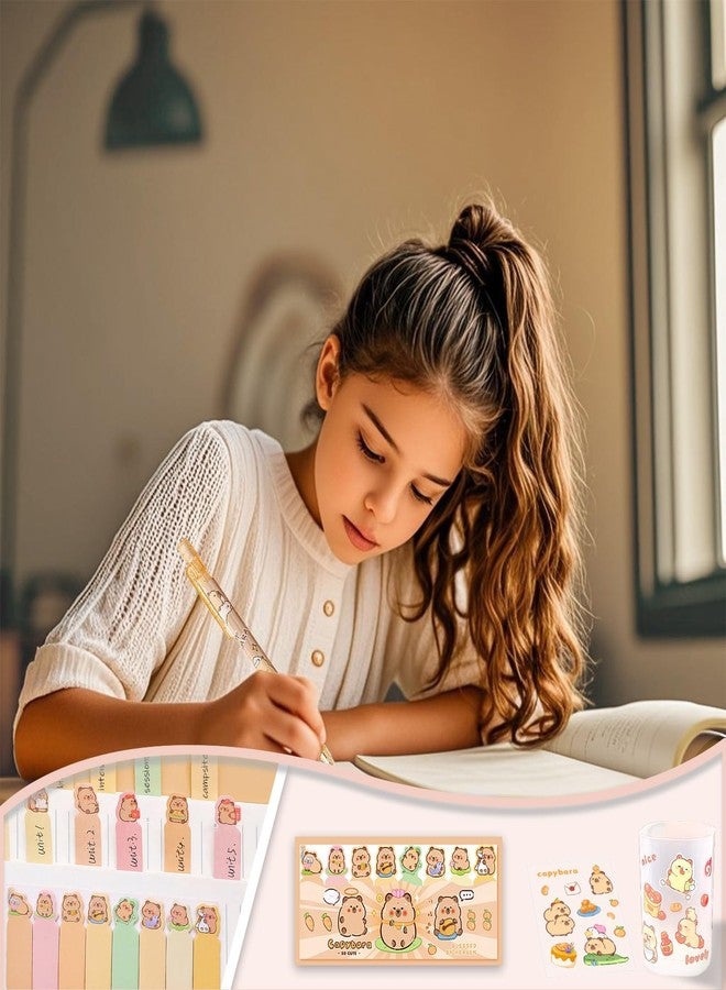Daphilly Cute Kawaii Capybara School Supplies,Capybara Mechanical Pencil Set Birthday Gifts,Includes Mechanical Pencils,Lead Refills,Erasers,Capybara Stickers,Pencil Holder,for Office School Supplies - Image 4