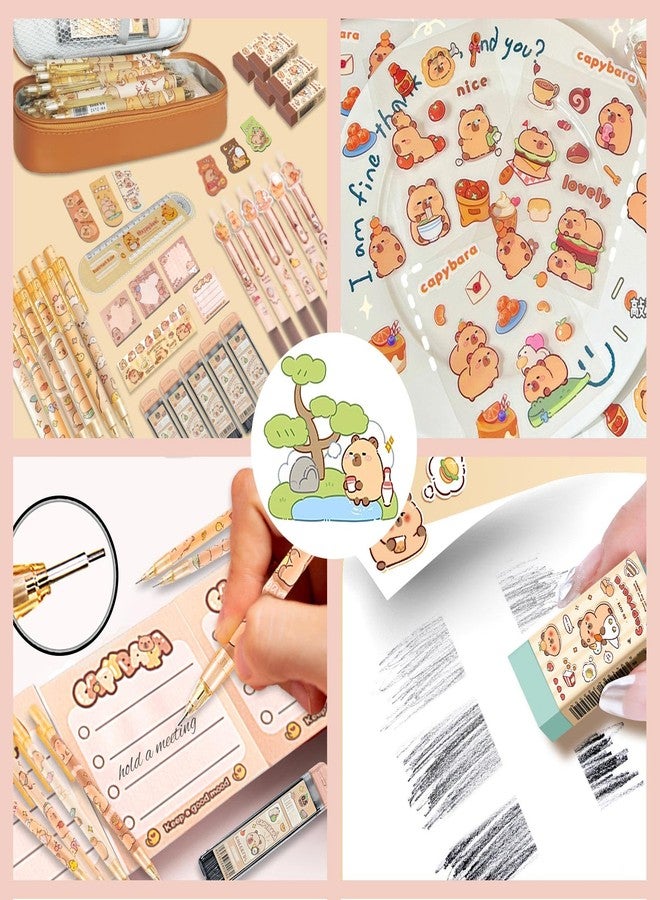 Daphilly Cute Kawaii Capybara School Supplies,Capybara Mechanical Pencil Set Birthday Gifts,Includes Mechanical Pencils,Lead Refills,Erasers,Capybara Stickers,Pencil Holder,for Office School Supplies - Image 5