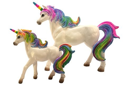 GlitZGlam Rainbow Unicorn Set: Mother Unicorn (Alana) and Daughter Unicorn (Penelope) Miniatures Unicorn Figurines for - Image 1