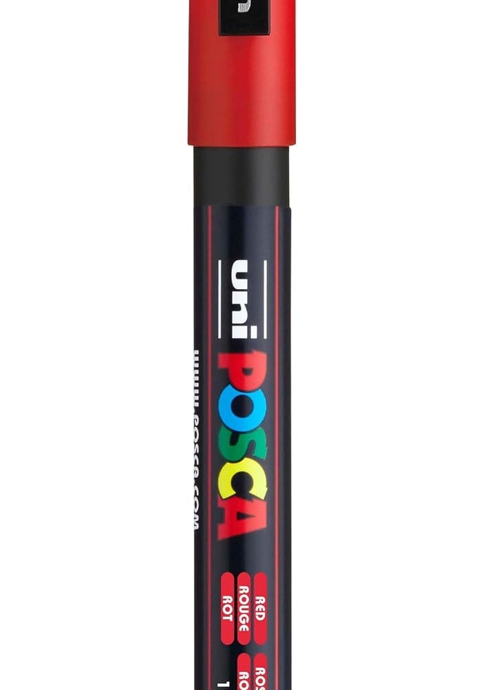 uni-ball PC-3M Fine Red Marker - Water-Based Opaque Paint for Multiple Surfaces - Image 1