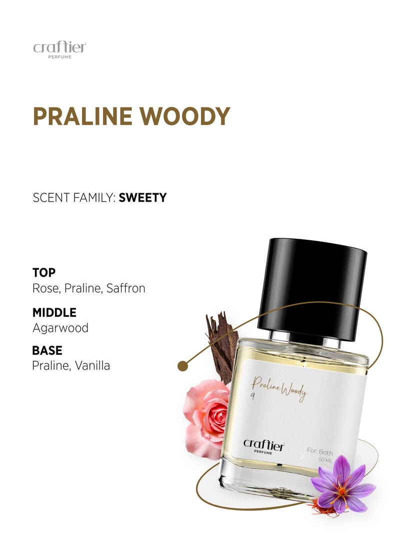 Craftier Perfume PRALINE WOODY - Inspired of-OUD BOUQUET, Eau De Parfum for Men & Women - 50ml, Long Lasting Sweet Fragrance Upto 48 Hrs, Travel Size Unisex Perfume - Image 3