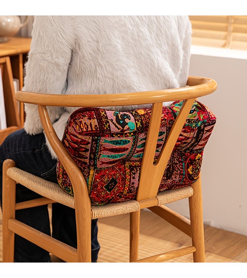 17.7x9.8x5.6in Bohemian Floral Lumbar Pillow Machine Washable Breathable Waist Support for Office Car Home - Image 4