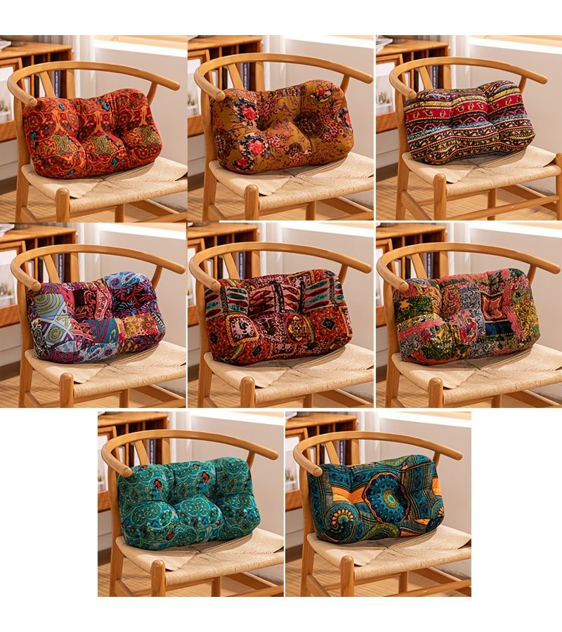 17.7x9.8x5.6in Bohemian Floral Lumbar Pillow Machine Washable Breathable Waist Support for Office Car Home - Image 2