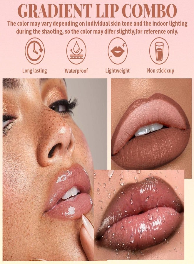 HOSAILY Moisturizing Jelly Lipstick with Brown Liner Set, Hydration Plumping Solid Lip Gloss, Smooth Lightweight Glow Tinted Lip Balm for Women, Long Wear High Shine Gradient Glossy Lip Combo Makeup#7 - Image 5