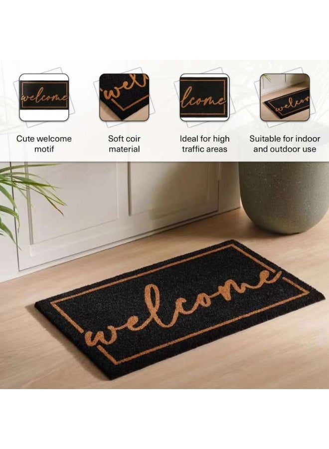 Pan Home Welcome Coir Door Mat - Black - Image 4