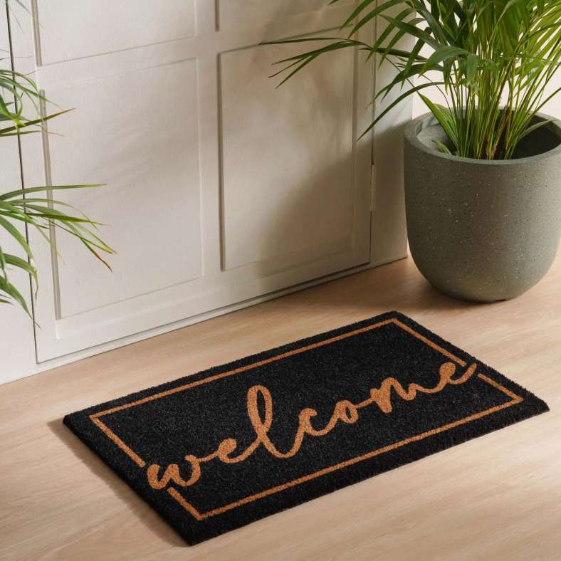Pan Home Welcome Home Coir Door Mat 45x75cm - Black - 253TAC9900060 - Image 1