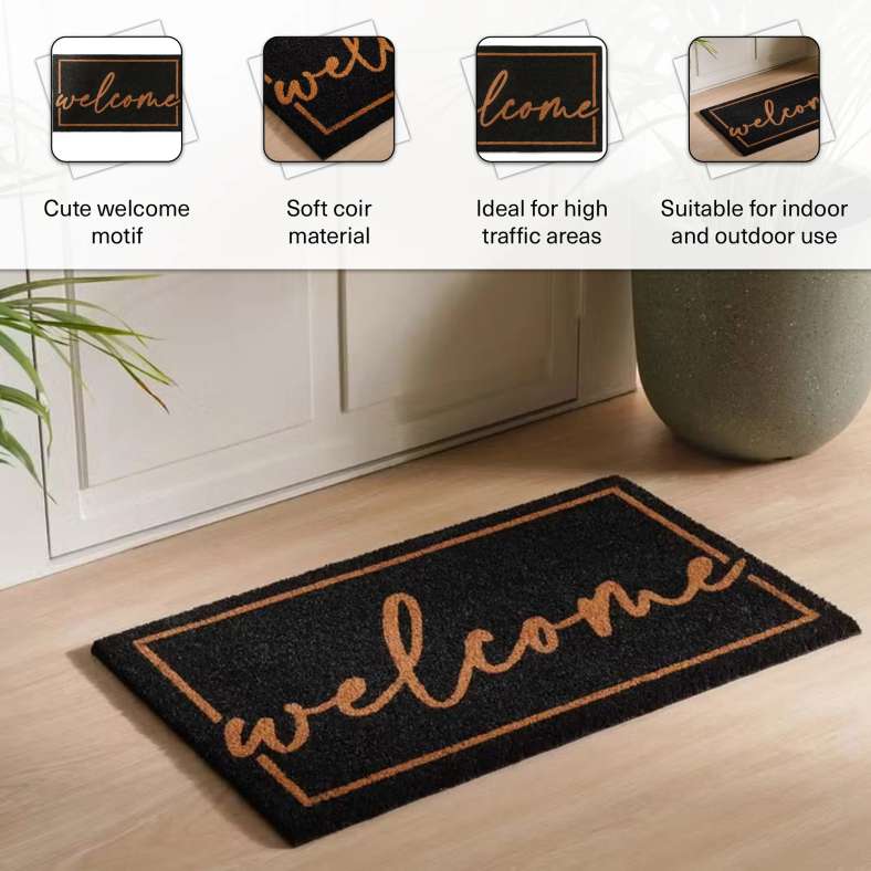 Pan Home Welcome Home Coir Door Mat 45x75cm - Black - 253TAC9900060 - Image 4