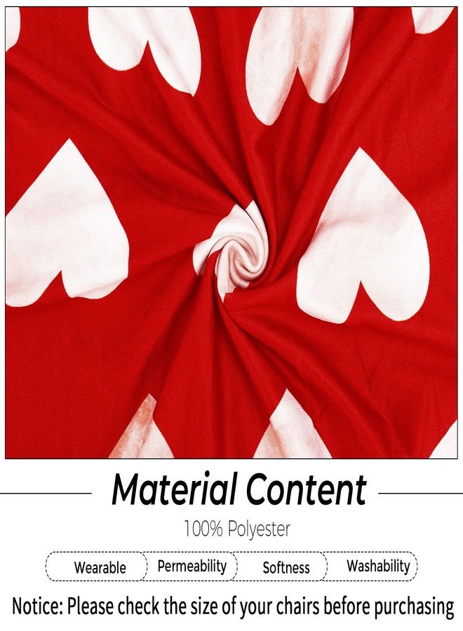 وولاين مجموعة أغطية كراسي عيد الحب من والين، 4 قطع، أغطية كراسي طعام قابلة للإزالة، باللونين الأحمر والأبيض مع قلوب، مثالية لحفلات الزفاف والذكرى السنوية، لتزيين المنزل والمطبخ والفندق والمطعم - Image 4