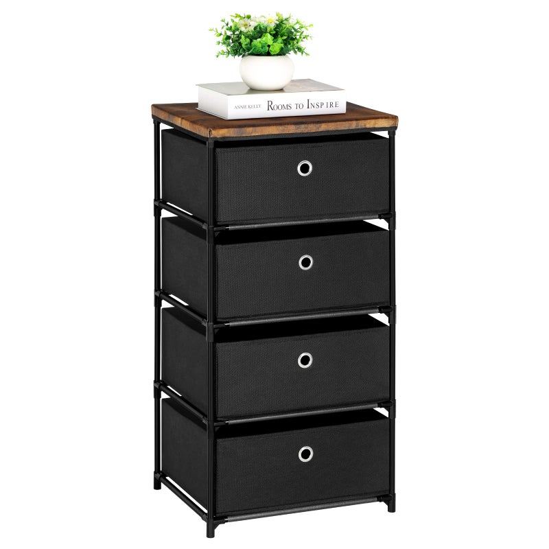 HAITRAL Fabric Storage Chest Drawer Clothes Organizer 4 Drawers Storage Organizer Unit for Closet Easy Assembly Closet Dresser for Dorm Bedroom Hallway Storage Bins Black