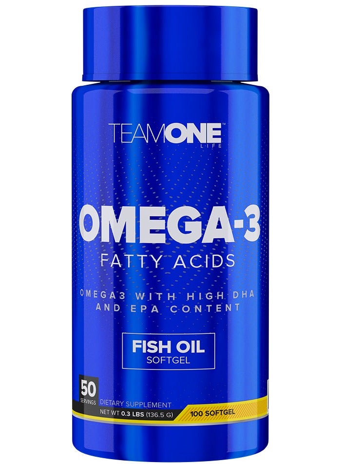 أحماض أوميغا 3 الدهنية 2000 ملغ - تحتوي على نسبة عالية من DHA وEPA - 100 كبسولة جيلاتينية