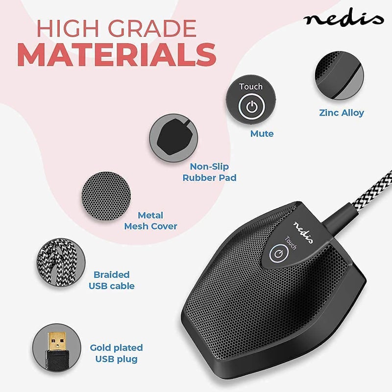 NEDIS ® USB Conference Room Microphone - Plug-and-Play Omnidirectional Microphone for Meetings, Chats, Video Conferencing, and Sound Recording (Designed in Netherland) - Image 2